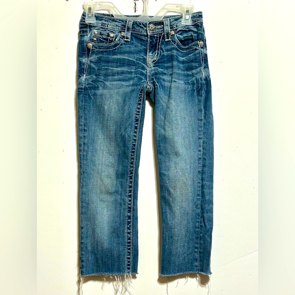 Miss Me Kids Blue Jeans Distressed Cut Off Rhinestone embellishment